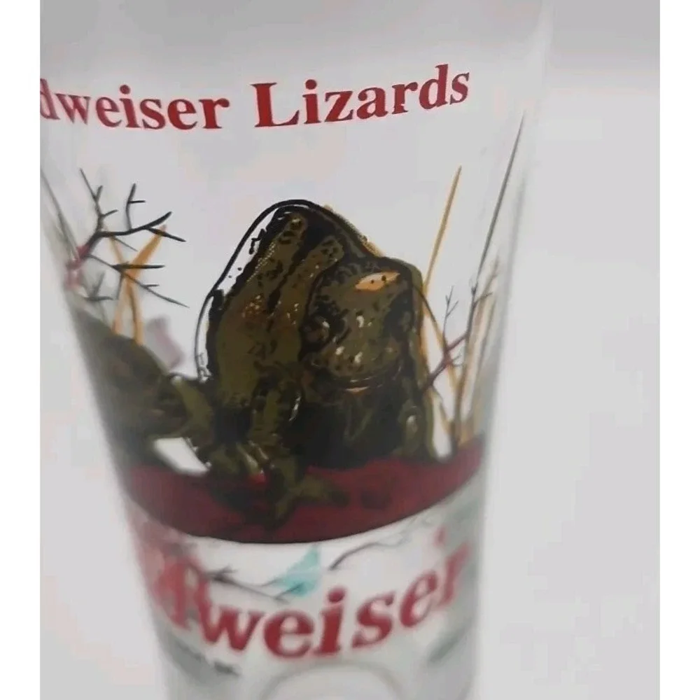 Vintage Budweiser Beer Glasses‎ - Set Of 2 - Talking Lizards And Clydesdales